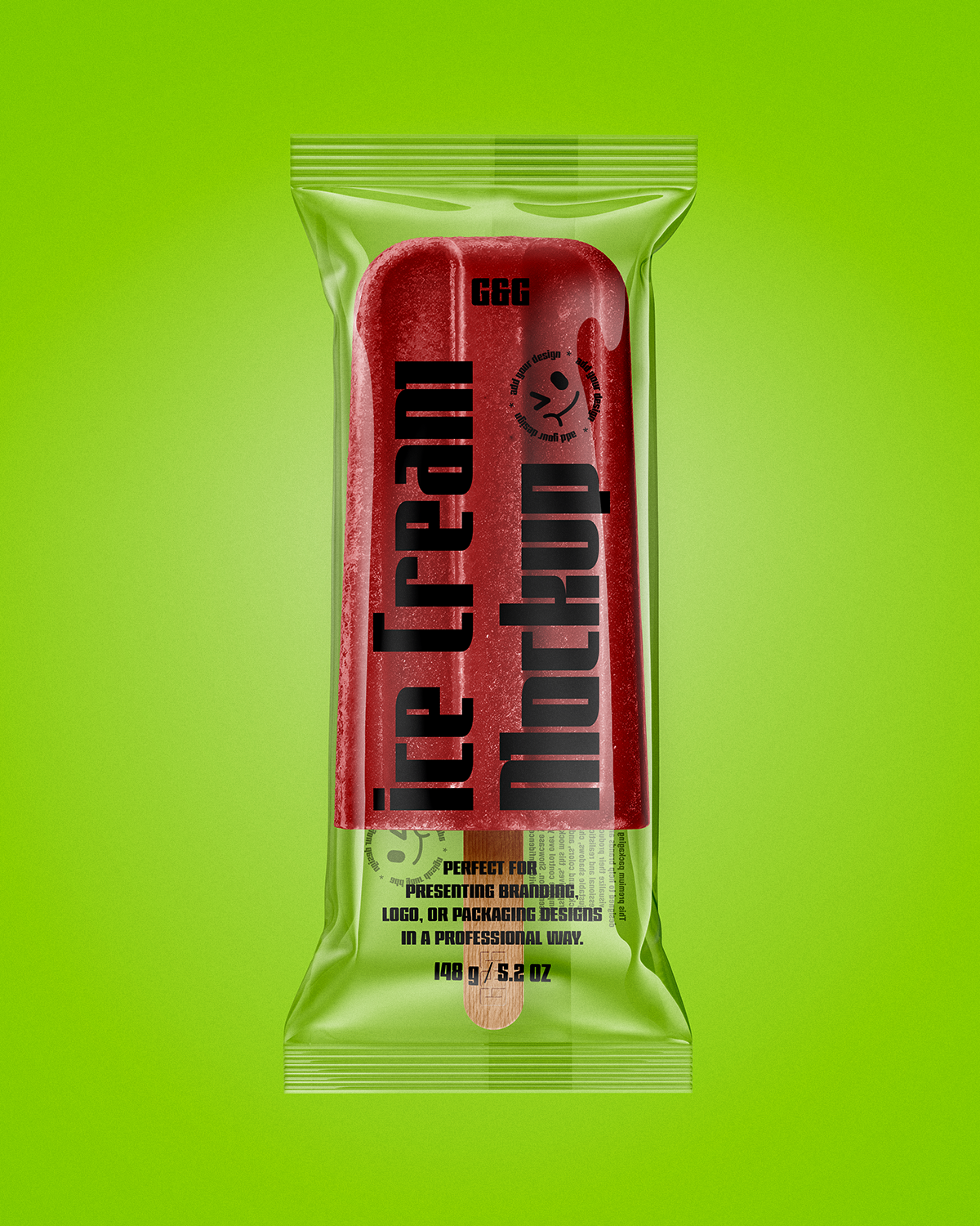 Ice Cream Bar Mockup on a green background