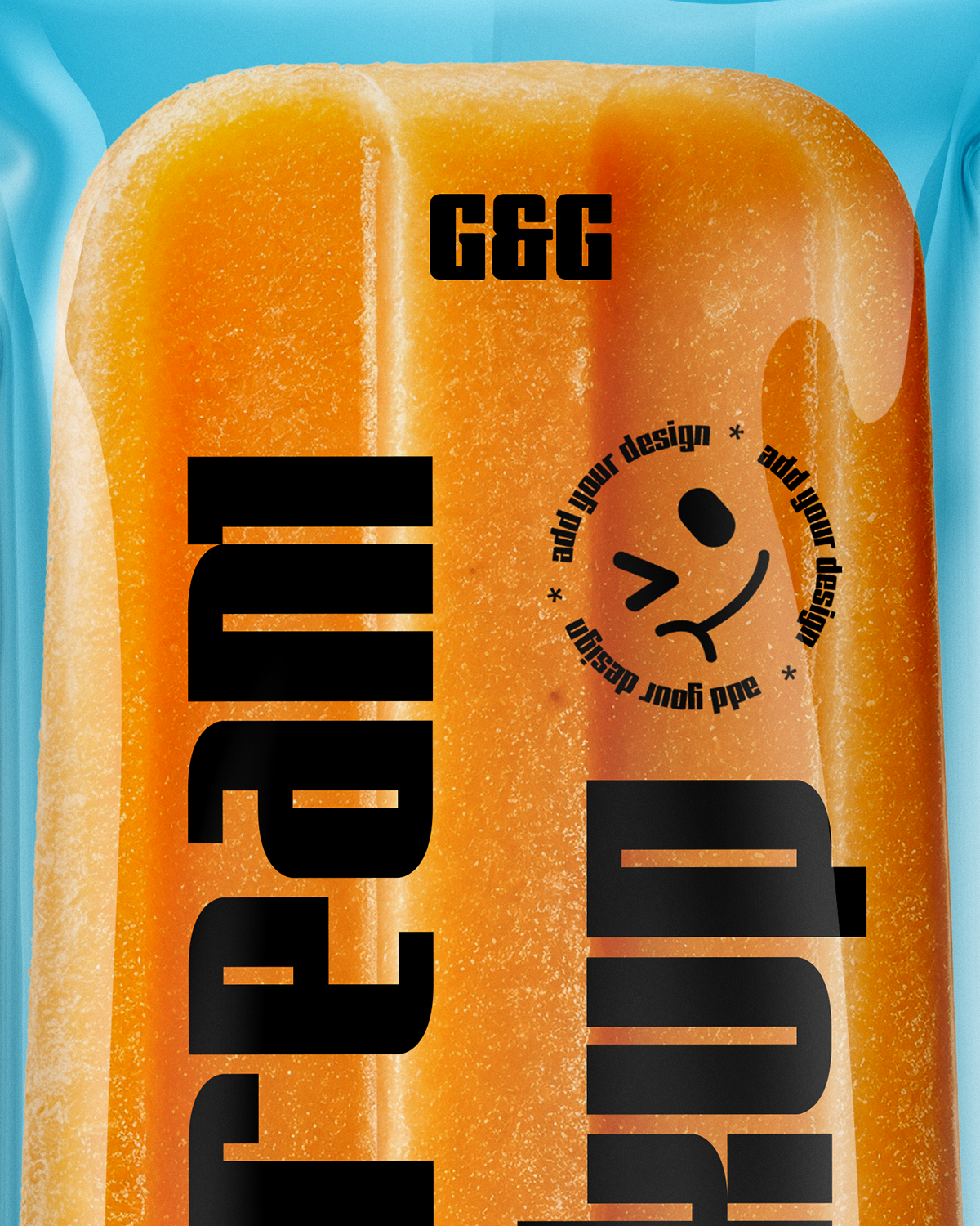 Ice Cream Bar Mockup on a blue background