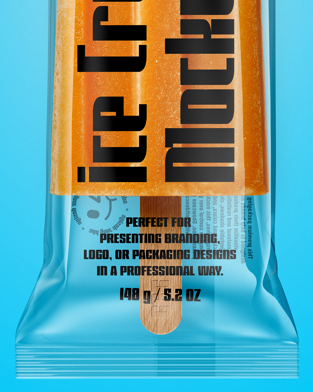 Ice Cream Bar Mockup on blue background