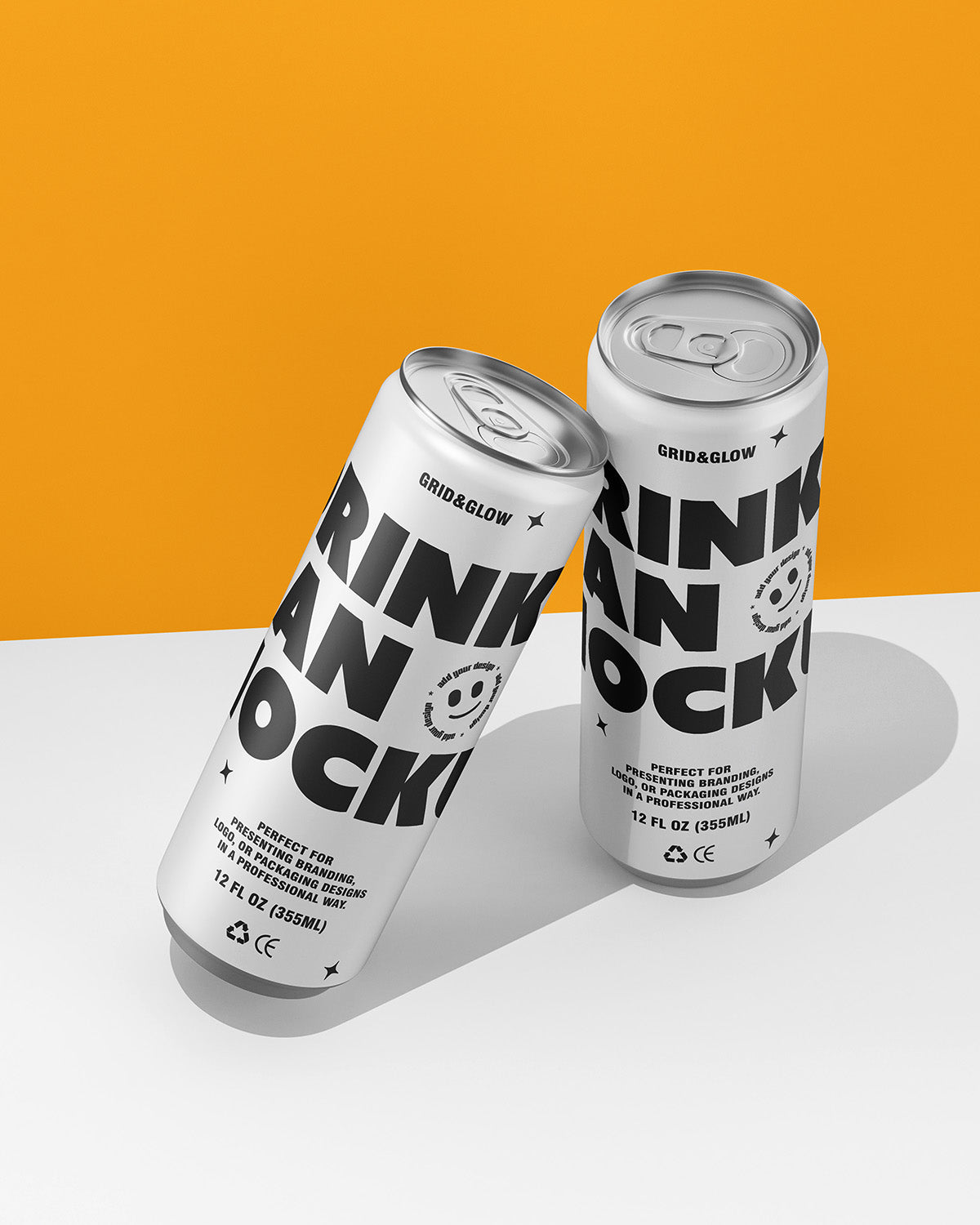 Drink Can Mockup – Dual Scene with white design