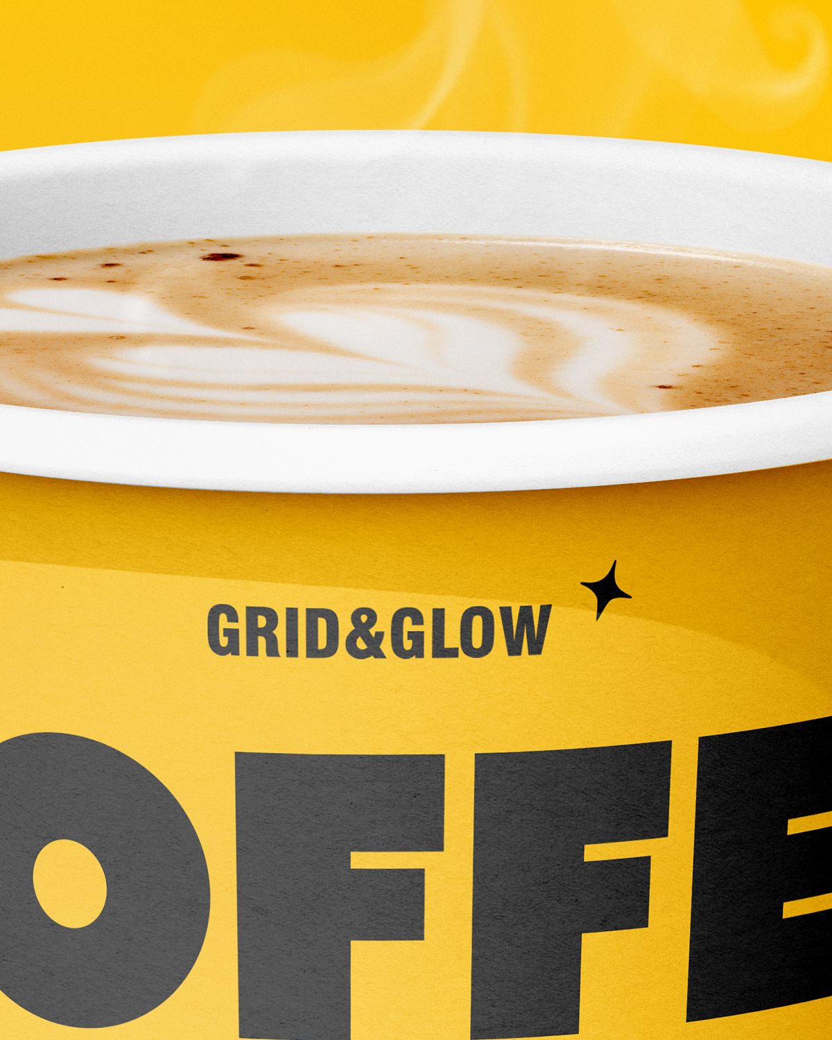 Paper Coffee Cup Mockup on a yellow background