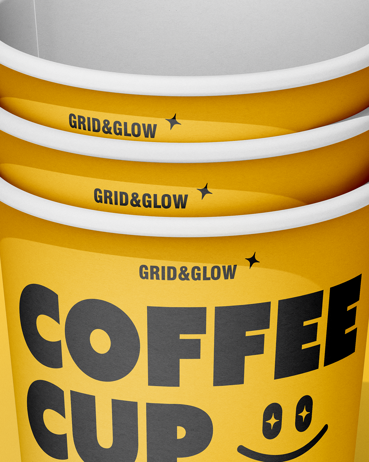 Stacked Coffee Cups Mockup on a gray background