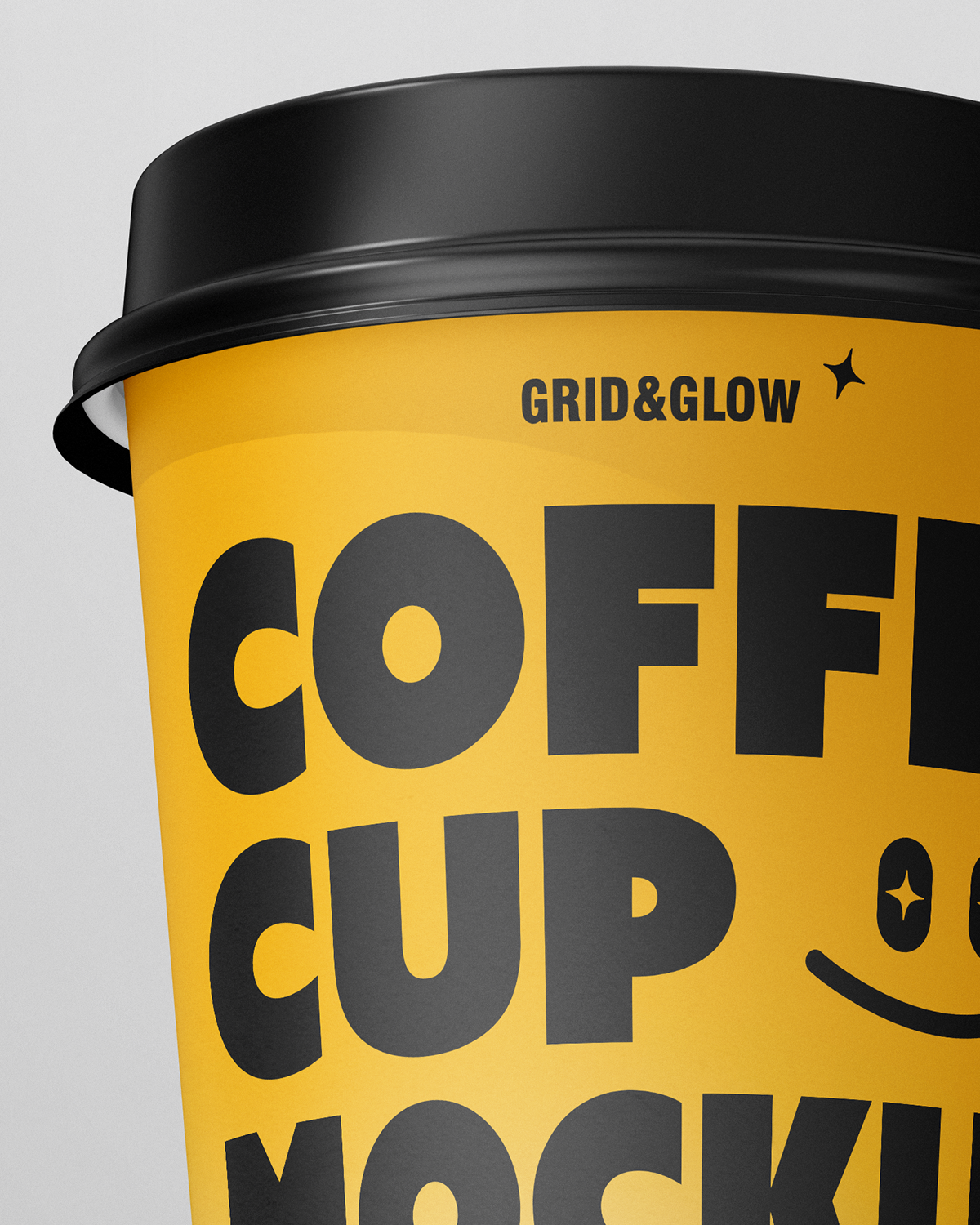 Coffee cup mockup front view showing editable design macro