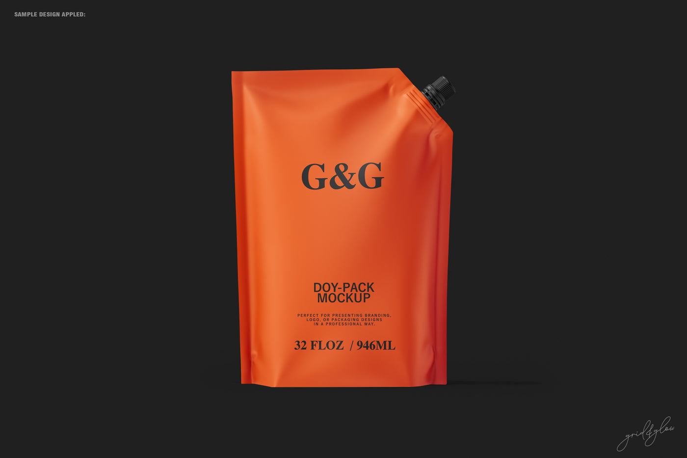 Doy-Pack Mockup – Straight-On Centered Shot of Orange Stand-Up Pouch