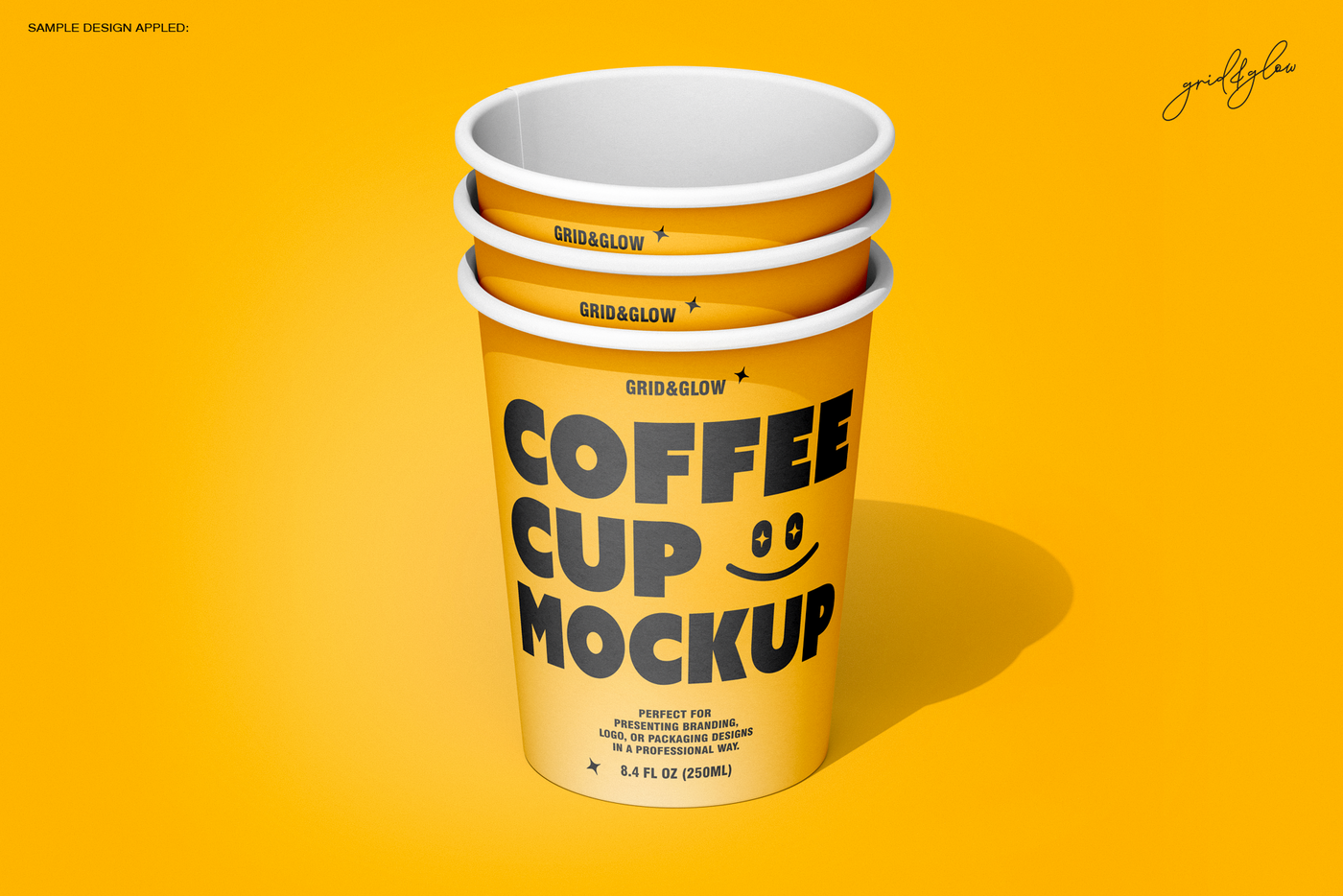 Coffee cup mockup stacked scene
