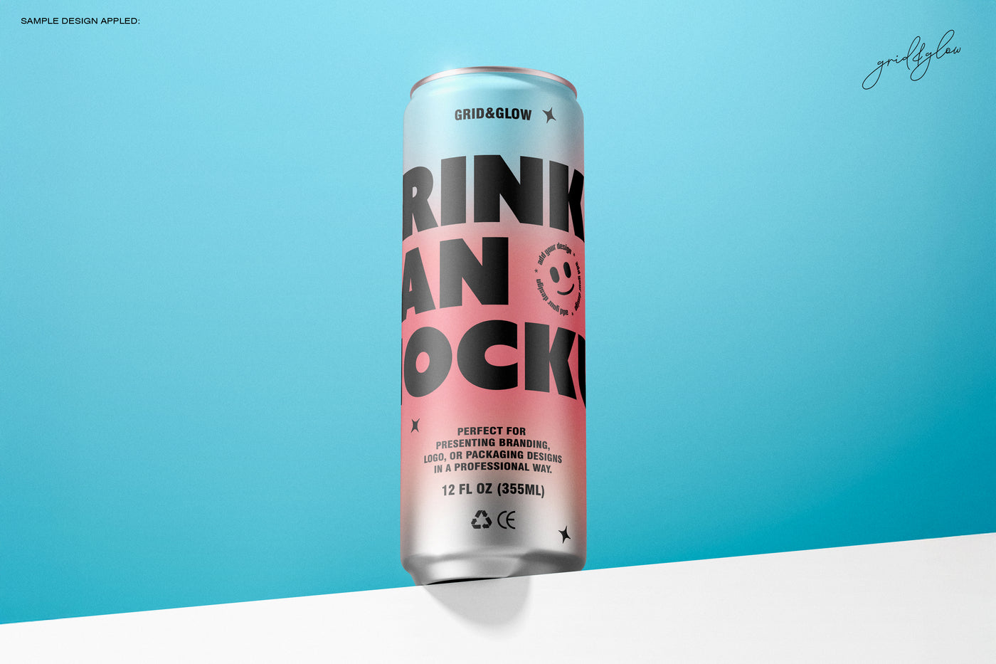 Drink Sleek Can - 12oz / 355ml on a blue background