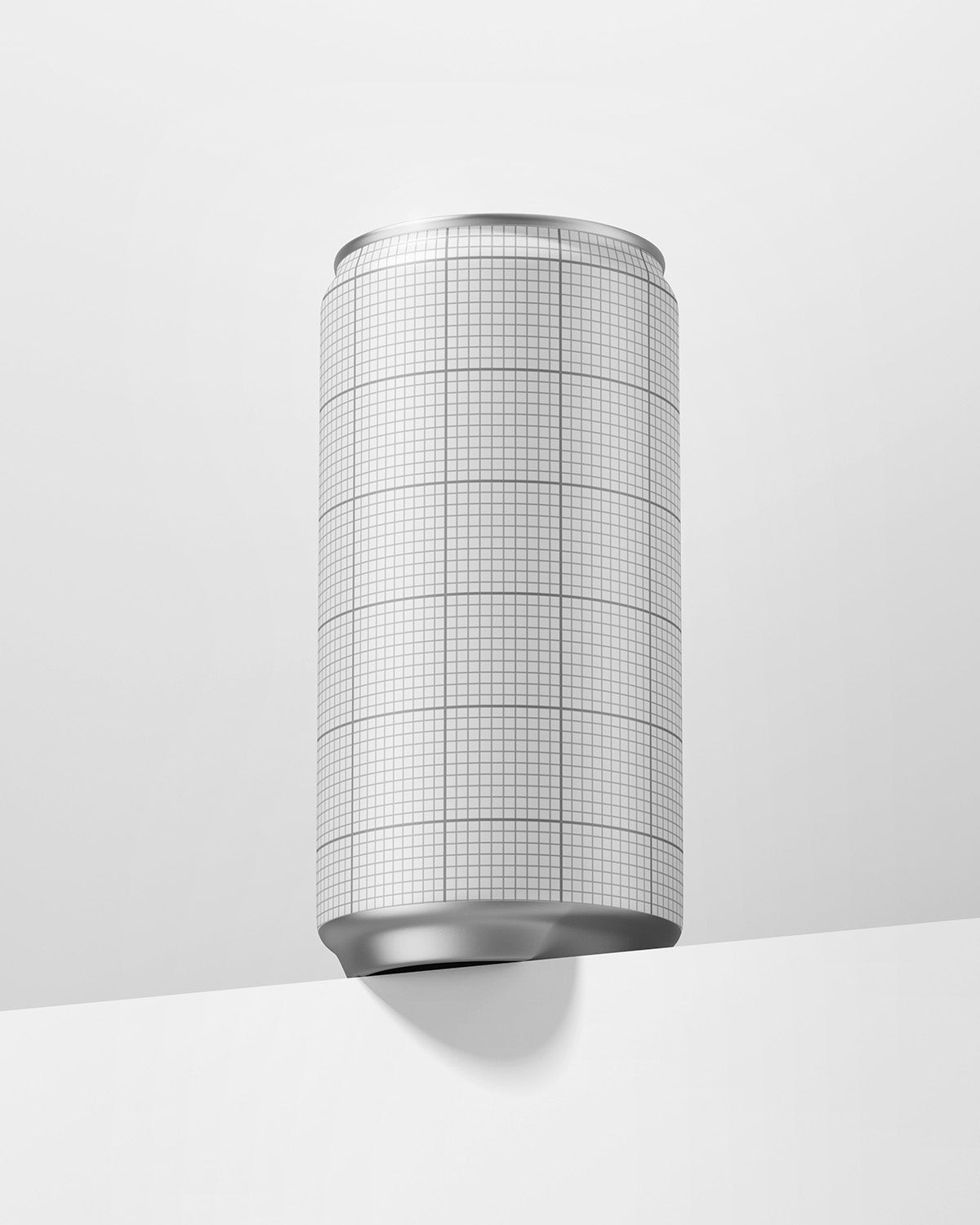Sleek Can Mockup with grid pattern on a white background
