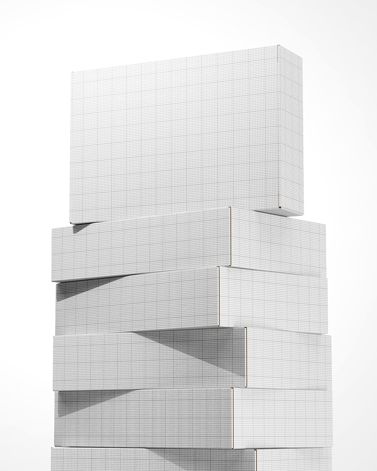 Boxes Mockup – Stacked View on a white background