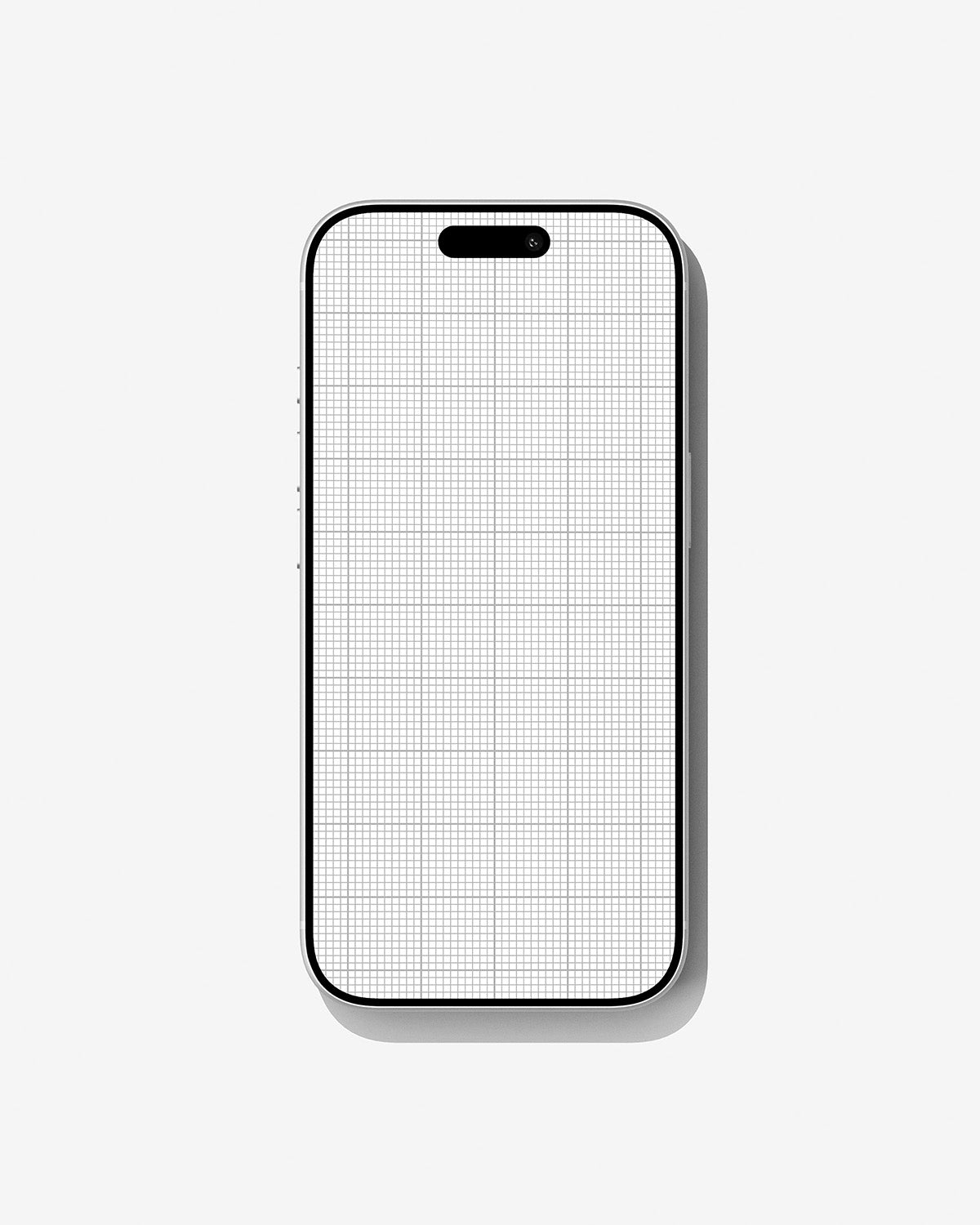 iPhone 17 Pro Mockup with grid pattern on screen against a white background