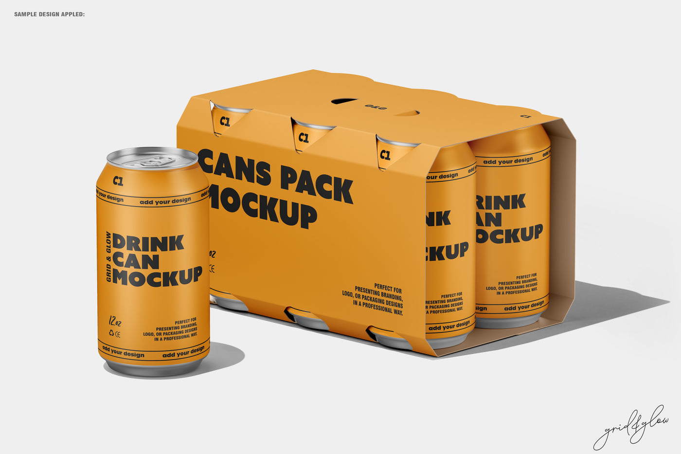 6 Pack Cans Mockup – Back Side with Visible Cans