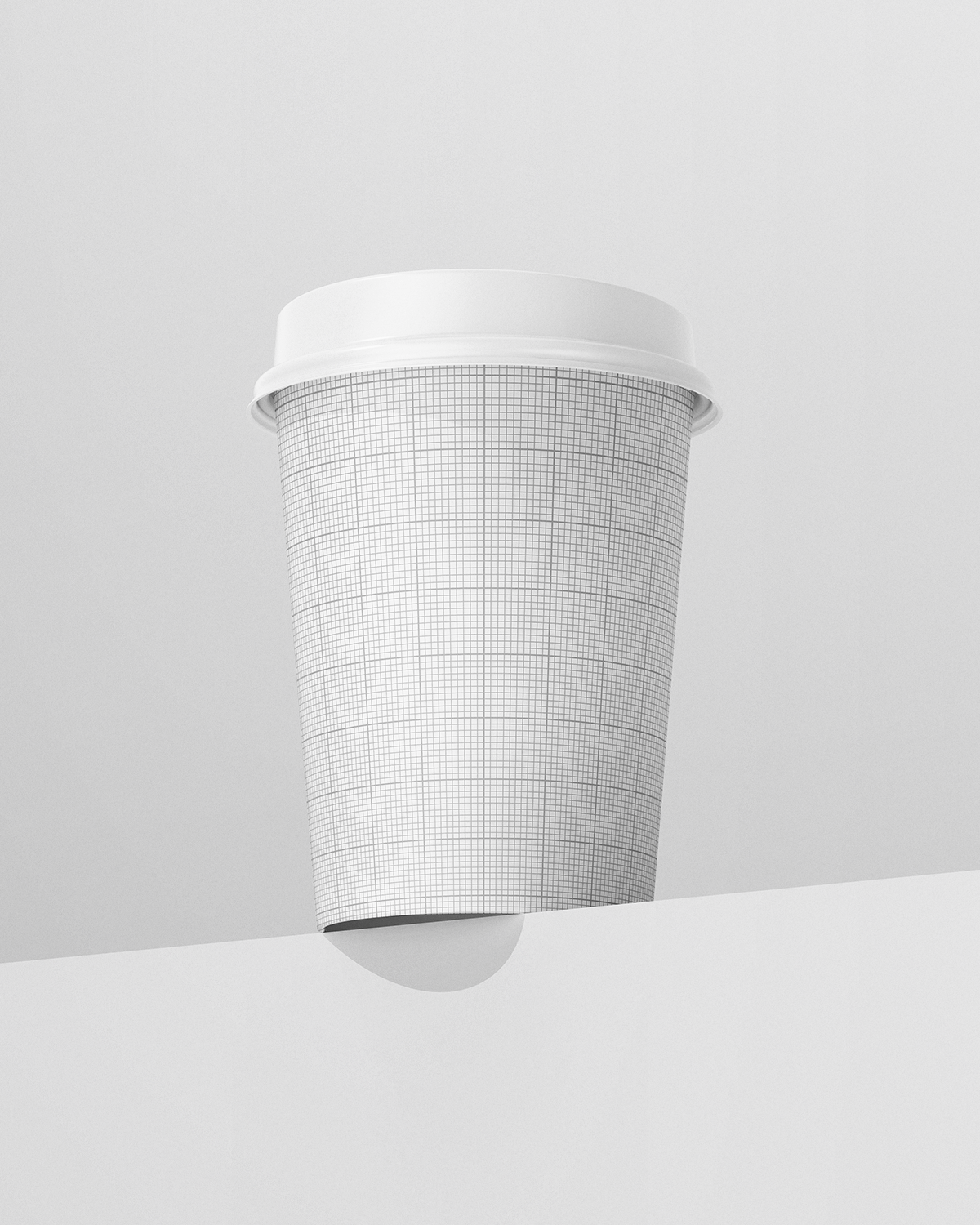 Coffee cup mockup front view showing editable design grid scene