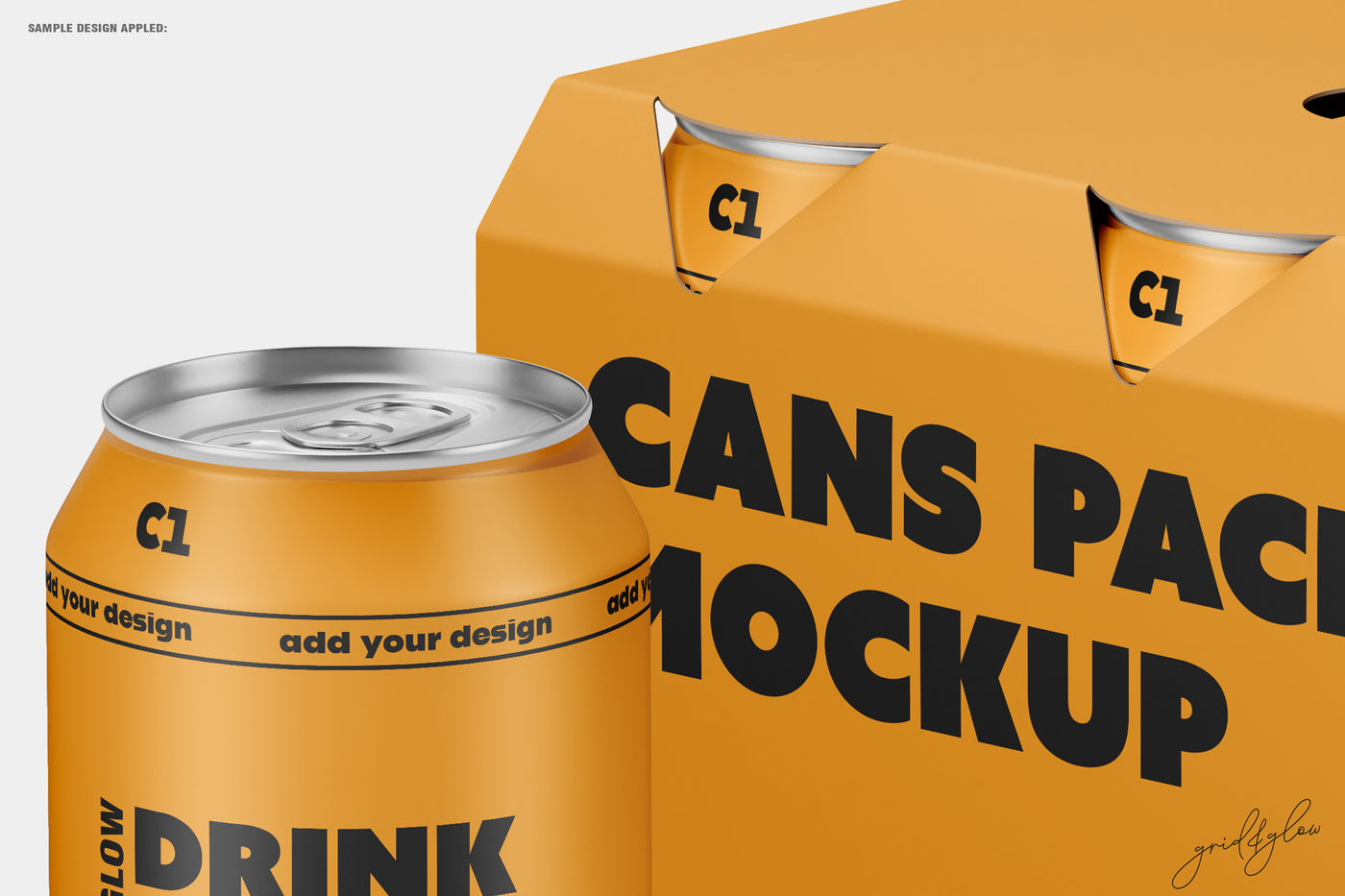 6 Pack Cans Mockup – Back Side with Visible Cans