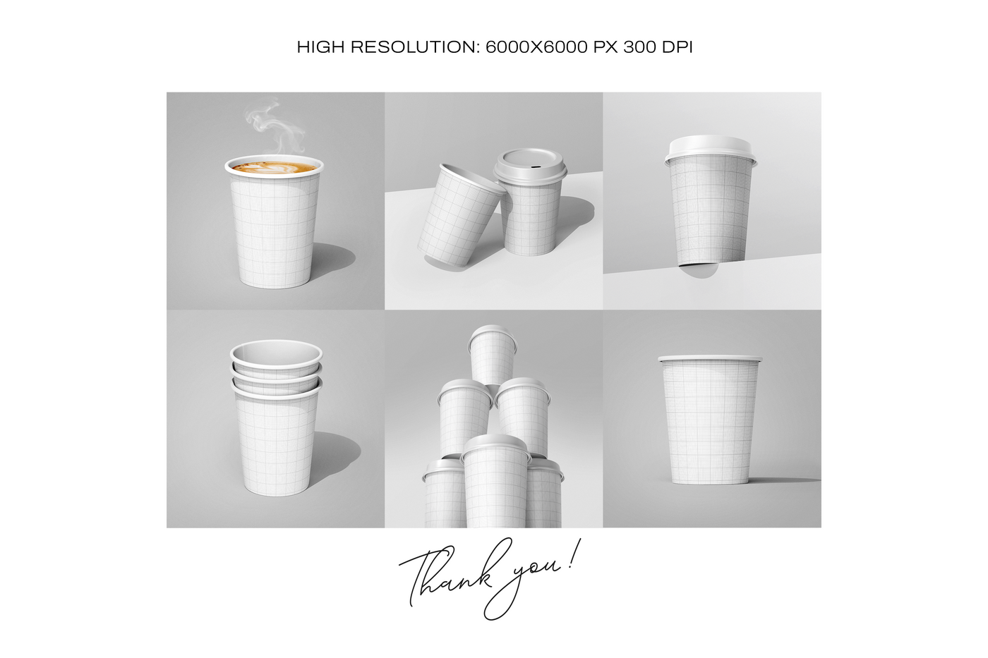Coffee cup mockup grid scene