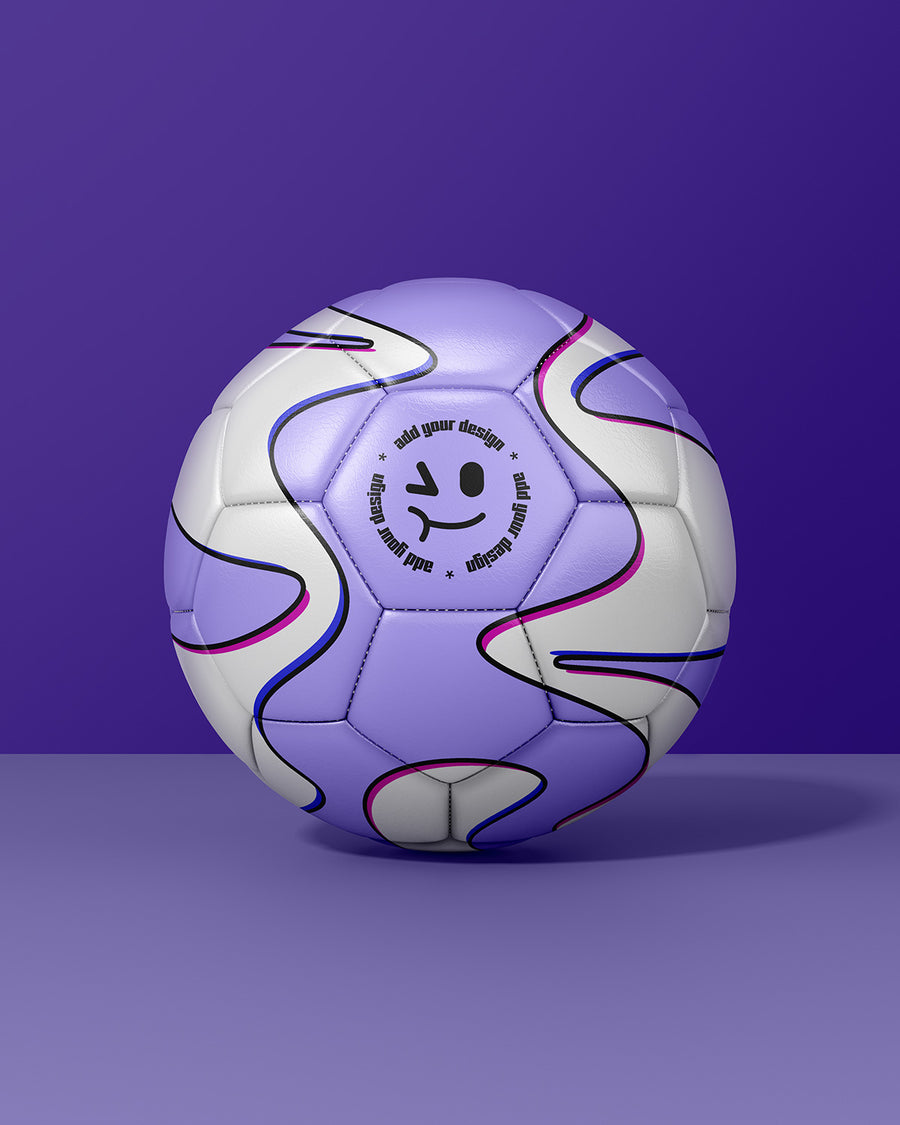 Soccer ball mockup in front view on background