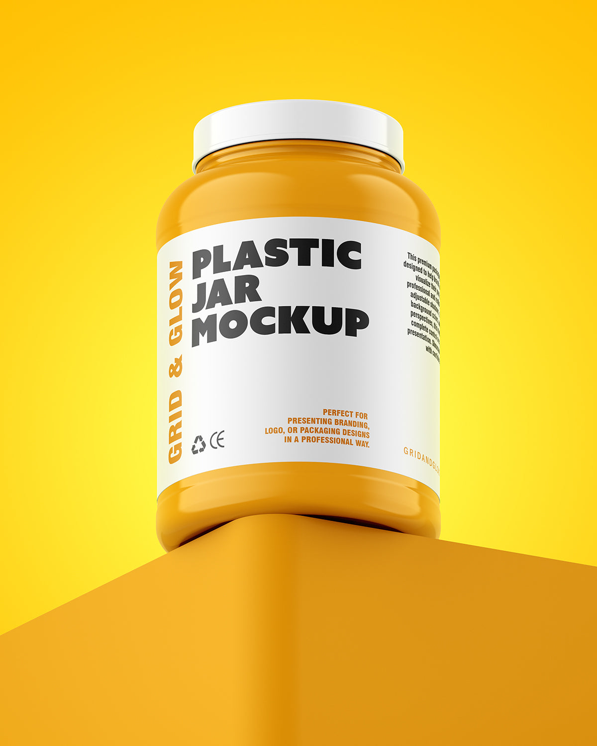 Plastic Jar Mockup – Angled Floating View