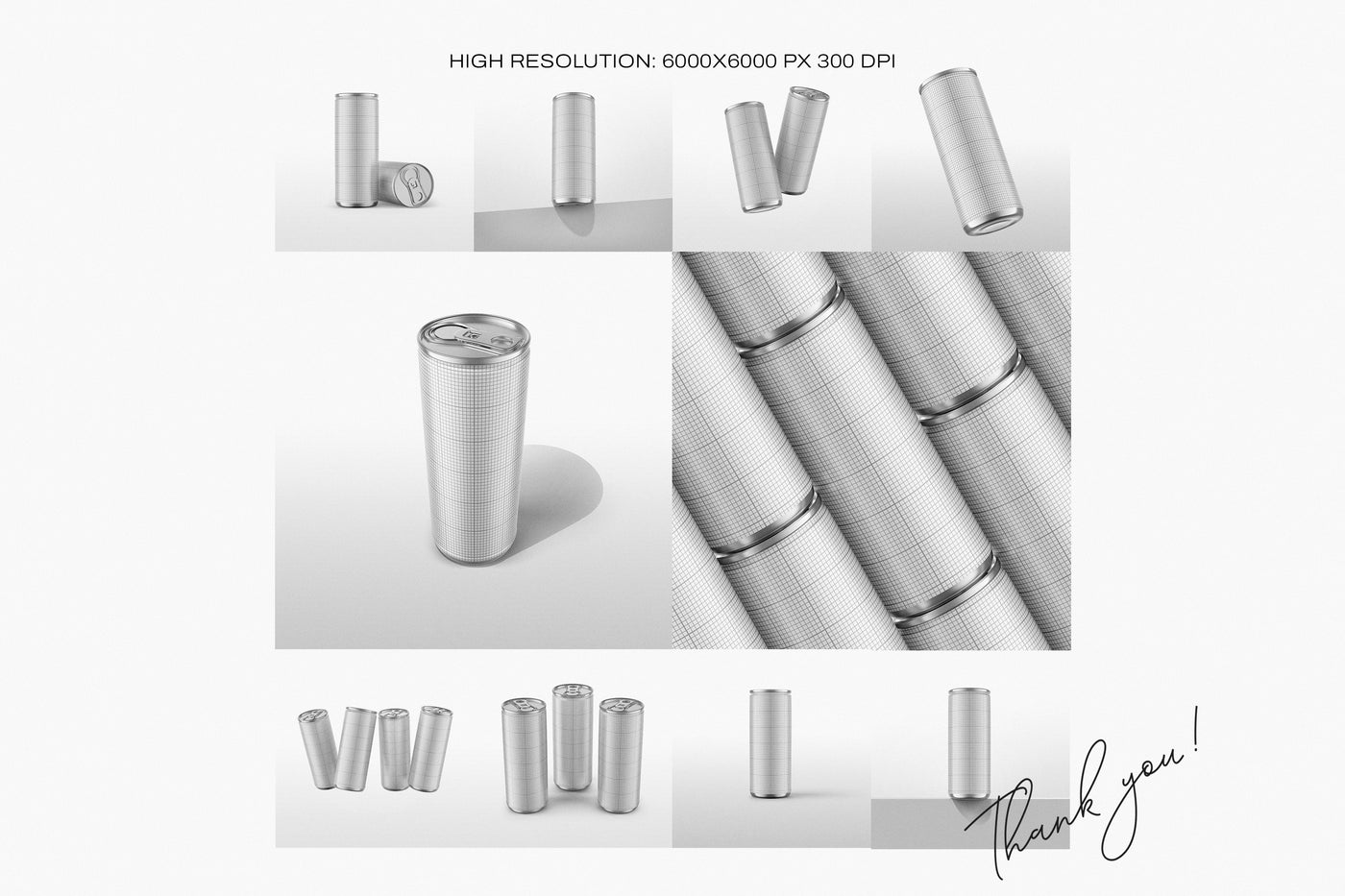 Drink Can Mockup Set  - 8oz / 235ml on a white background