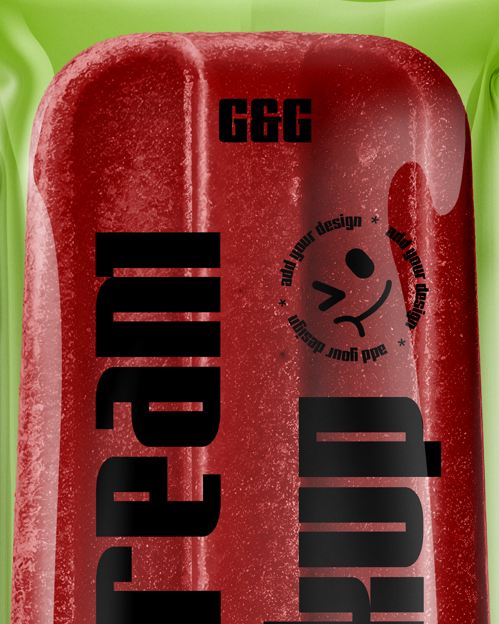 Ice Cream Bar Mockup on a green background