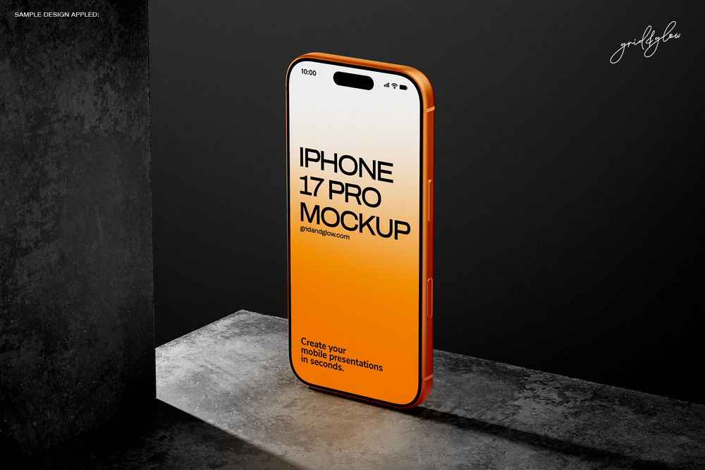 iPhone 17 Pro mockup dark scene