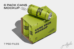 6 Pack Cans Mockup – Top View with Loose Can