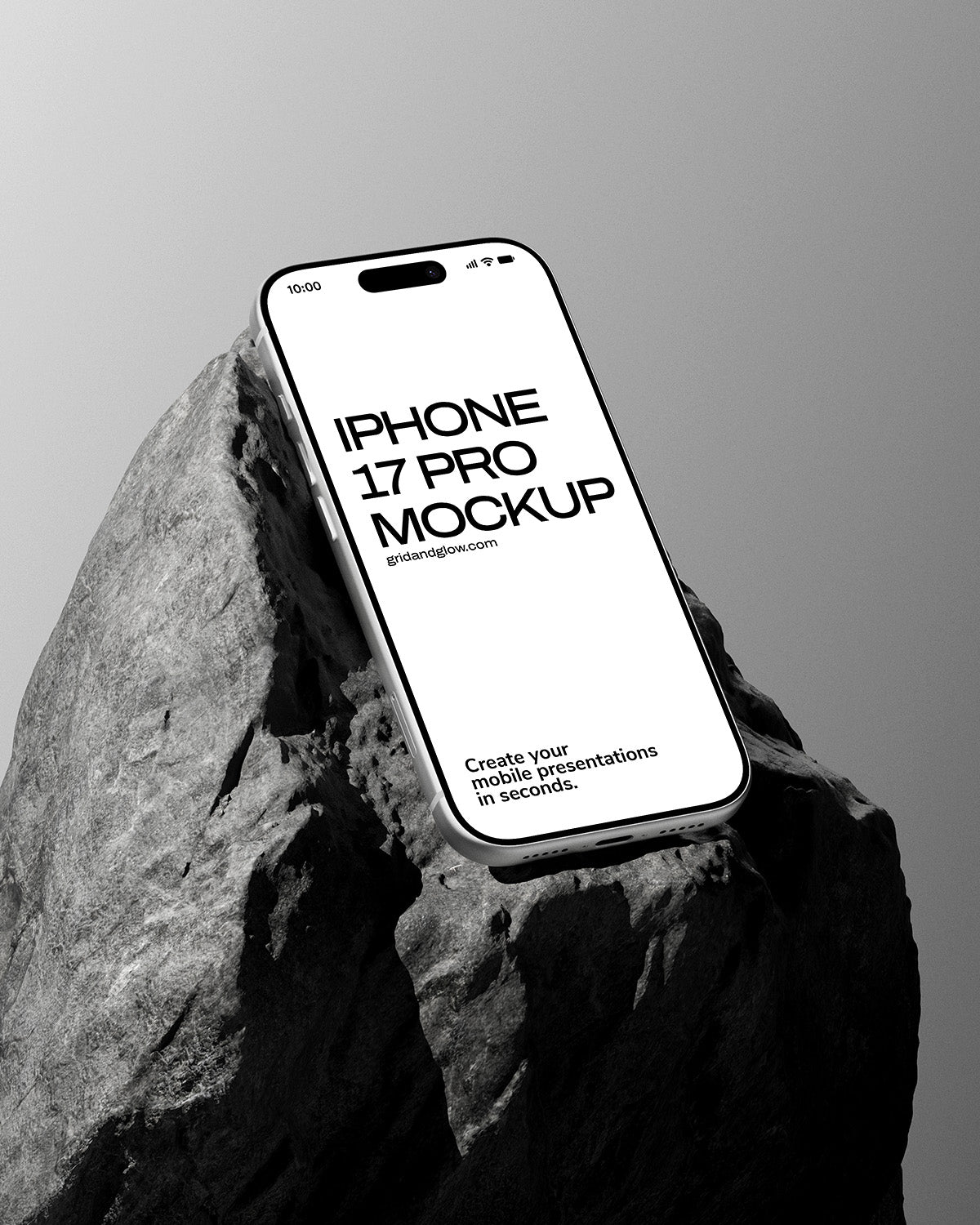 iPhone 17 Pro Mockup on a rock