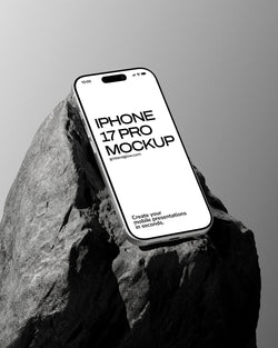 iPhone 17 Pro Mockup on a rock