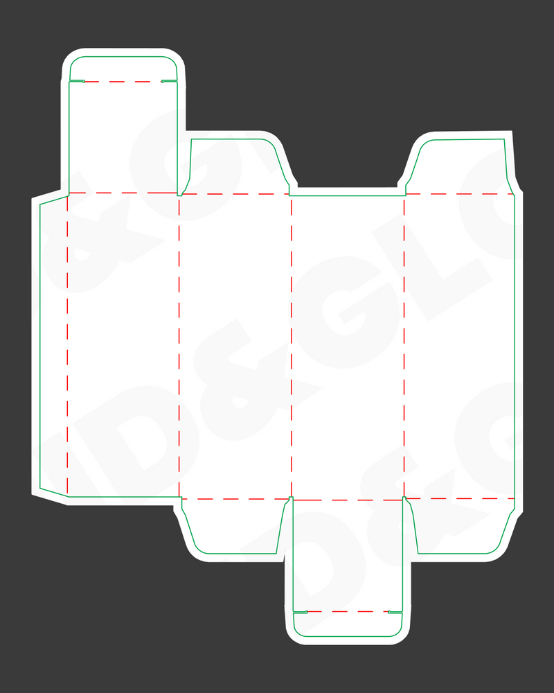 Box 3D model S-D02 dieline template preview