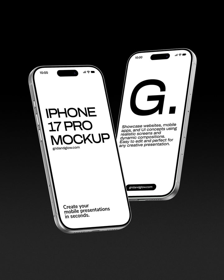 Two iPhone 17 Pro Mockup on a black background with text.