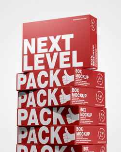 Boxes Mockup – Stacked View on a white background