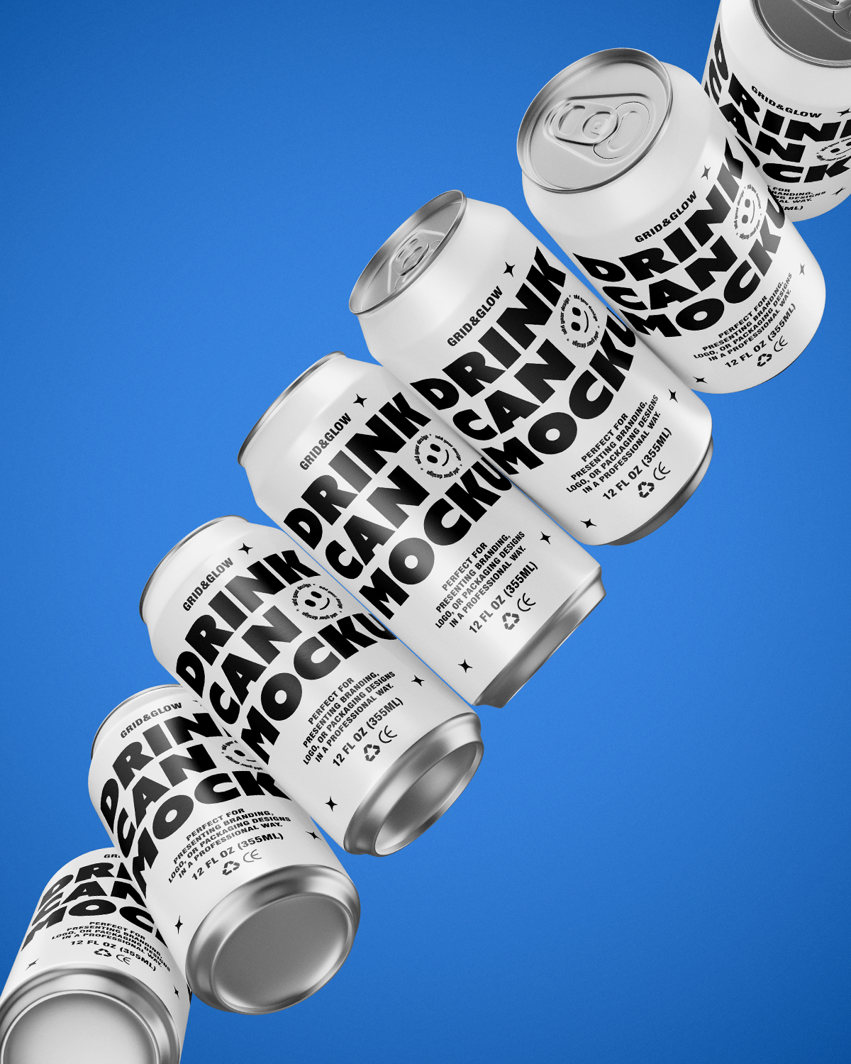 Drink Can Mockup – Floating Scene (12 oz / 355 ml)