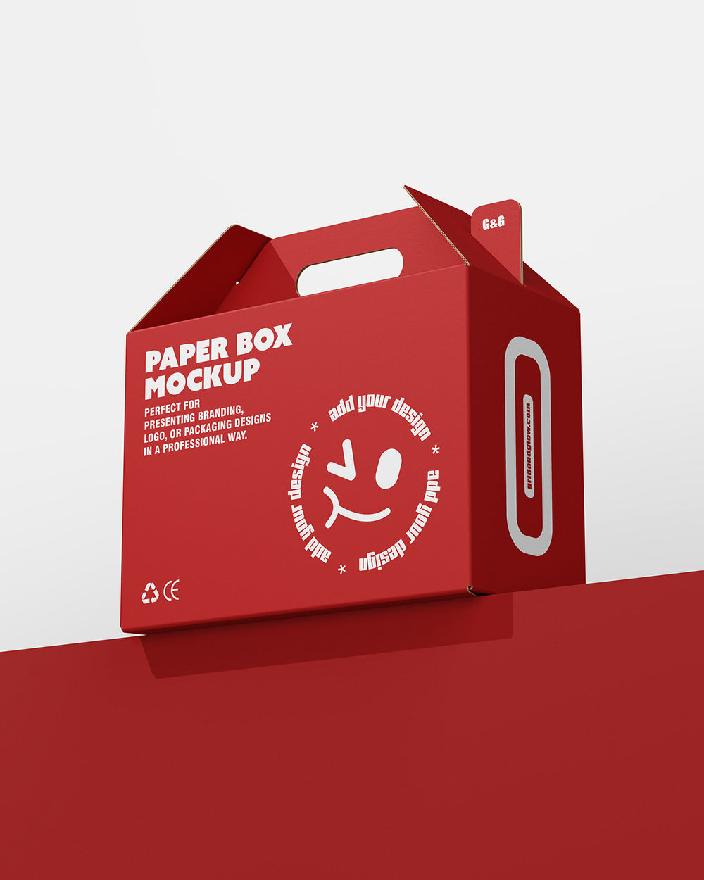 Box with Handle Mockup with red design