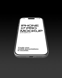 Phone mockup with 'iPhone 17 Pro Mockup' text on a black background