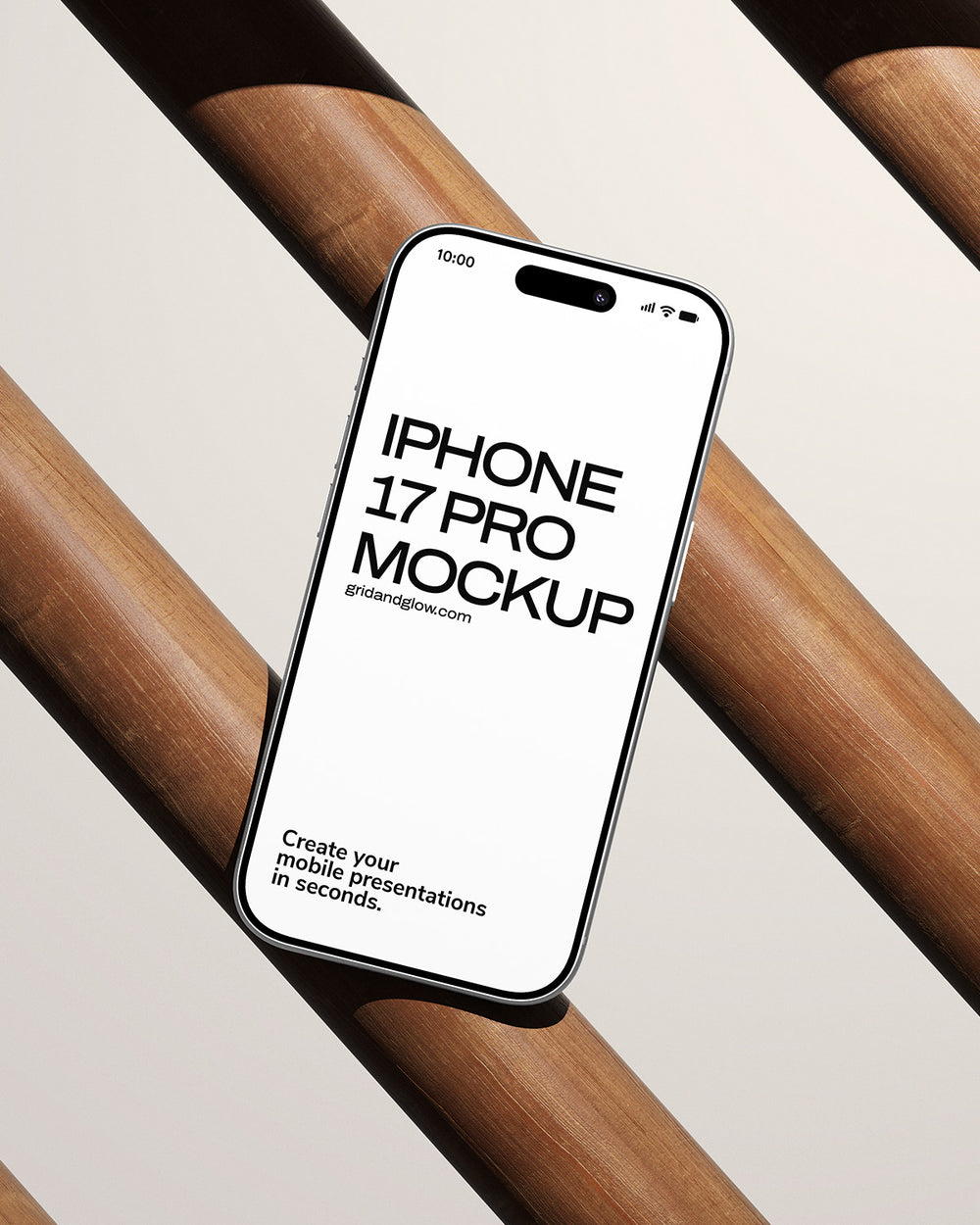 iPhone 17 Pro Mockup on a wooden surface