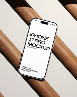 iPhone 17 Pro Mockup on a wooden surface