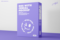 Cereal box mockup half side view