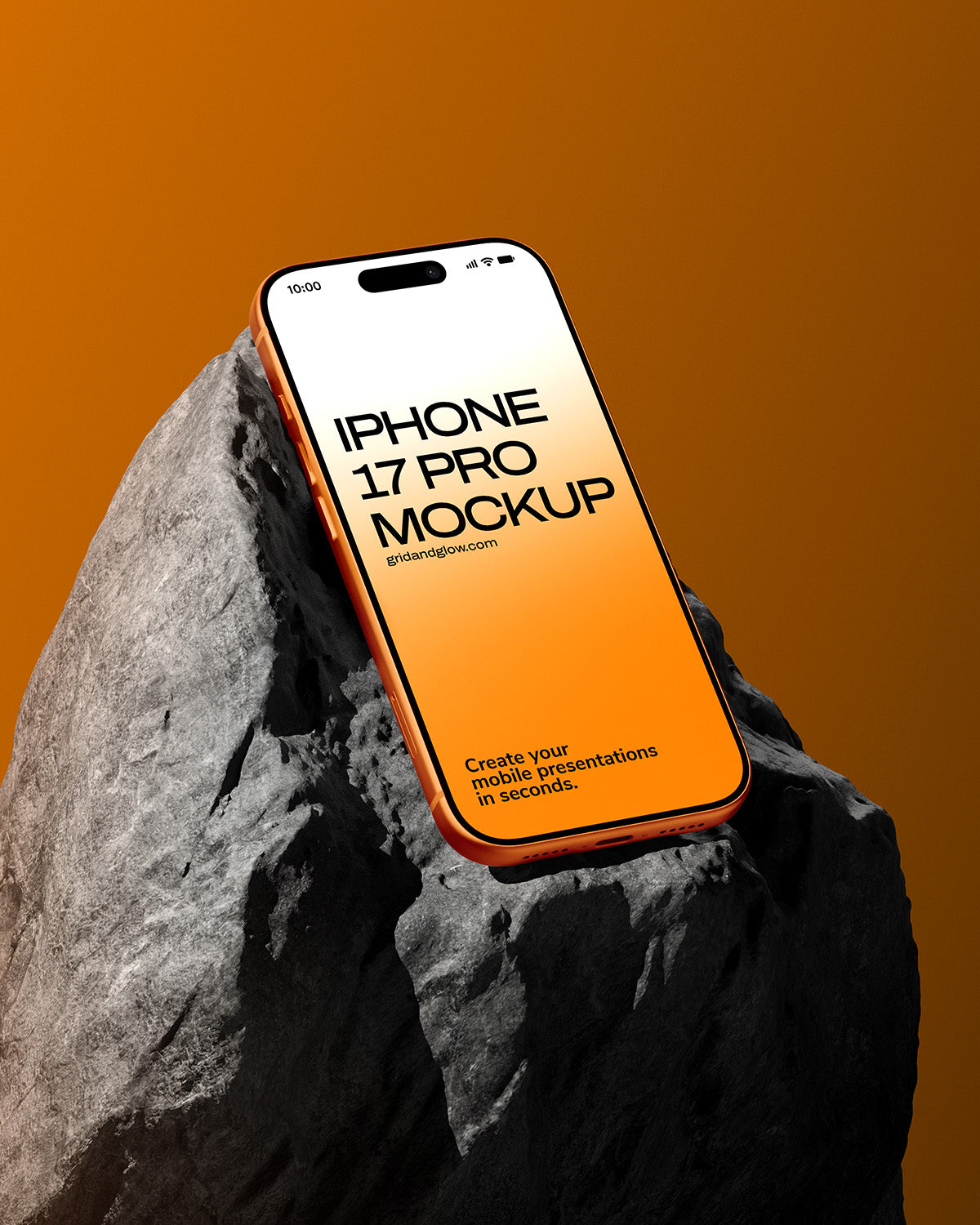 iPhone 17 Pro Mockup on a rock