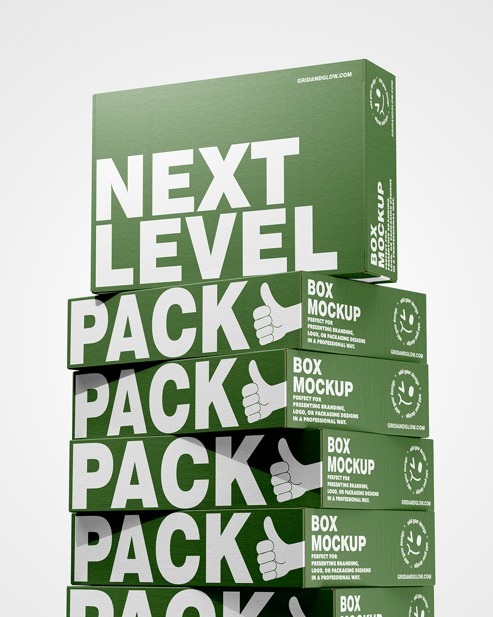 Boxes Mockup – Stacked View on a white background