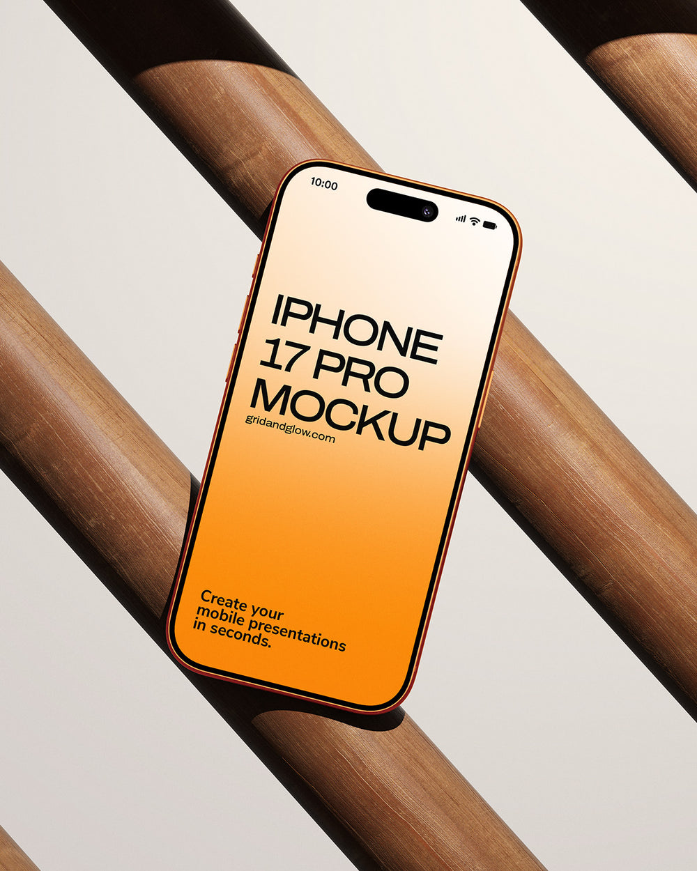 iPhone 17 Pro Mockup on a wooden surface