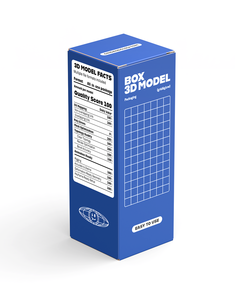 Box 3D model S-D02 tuck-top closure, slim proportions