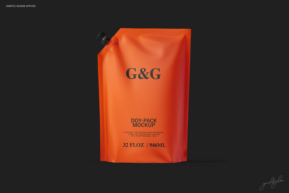 Doy-Pack Mockup – Front View of Orange Packaging on Dark Background