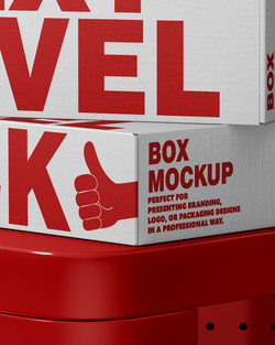 Boxes mockup on a red surface