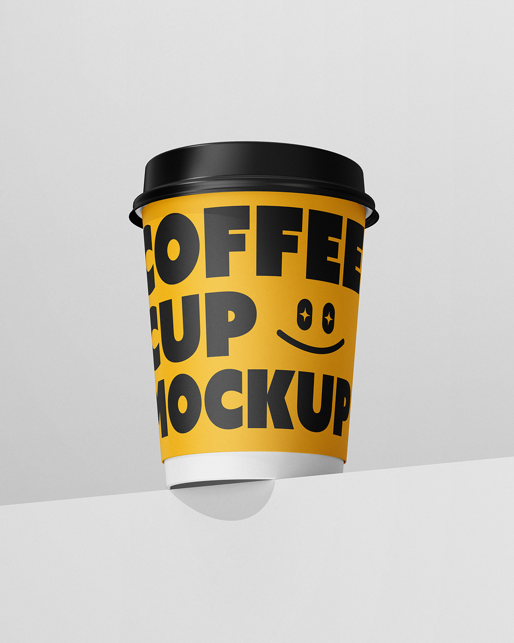 Coffee cup mockup front view showing editable design