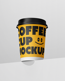 Coffee cup mockup front view showing editable design