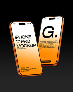 Two iPhone 17 Pro mockups with gradient design on a black background