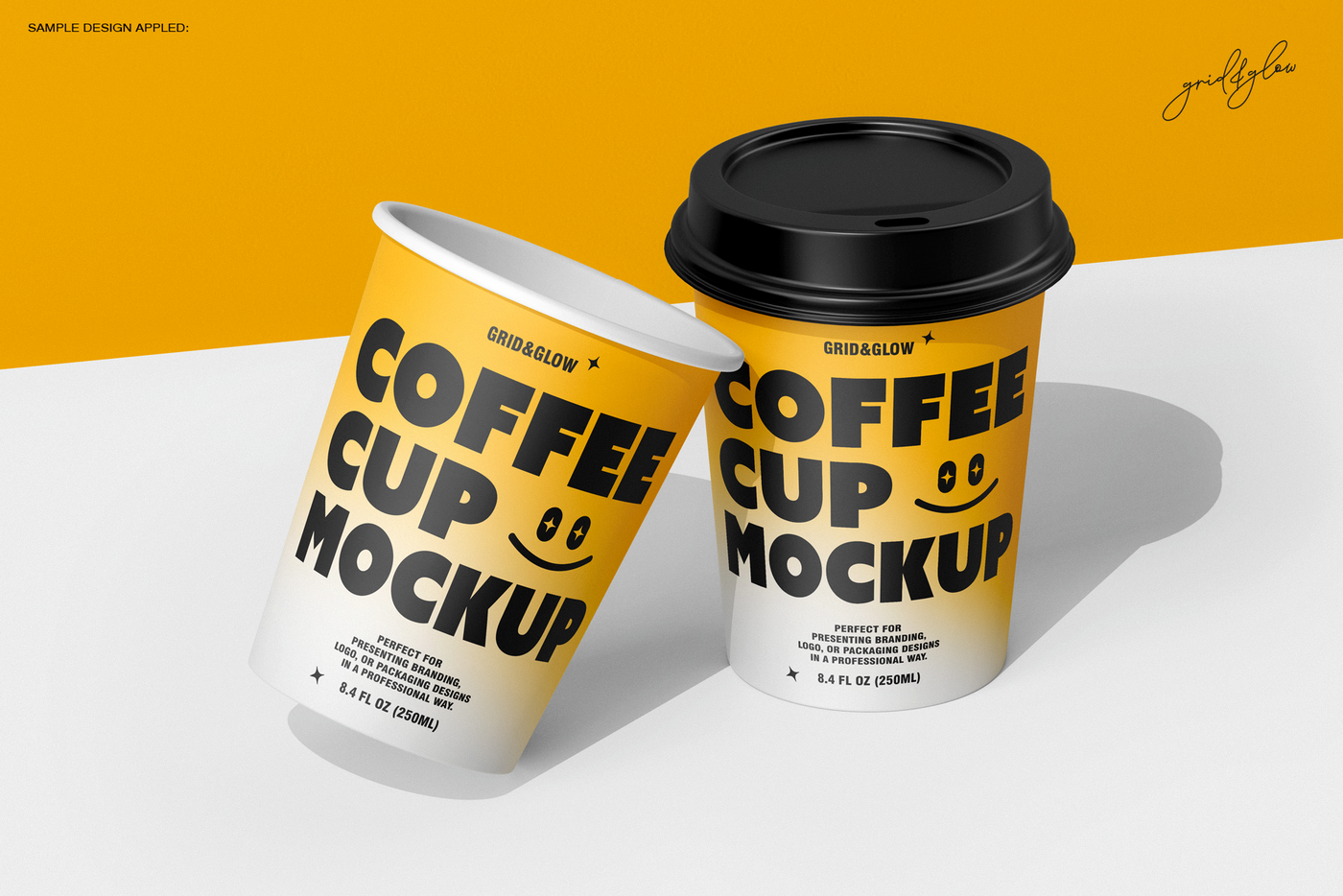 Coffee cup mockup two cups scene 