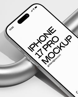 Phone mockup with 'iPhone 17 Pro Mockup' text on a white background