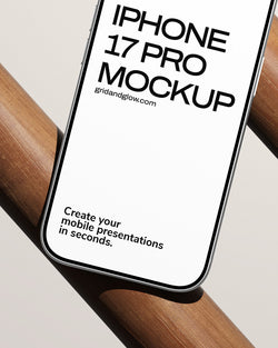 iPhone 17 Pro Mockup on a wooden surface
