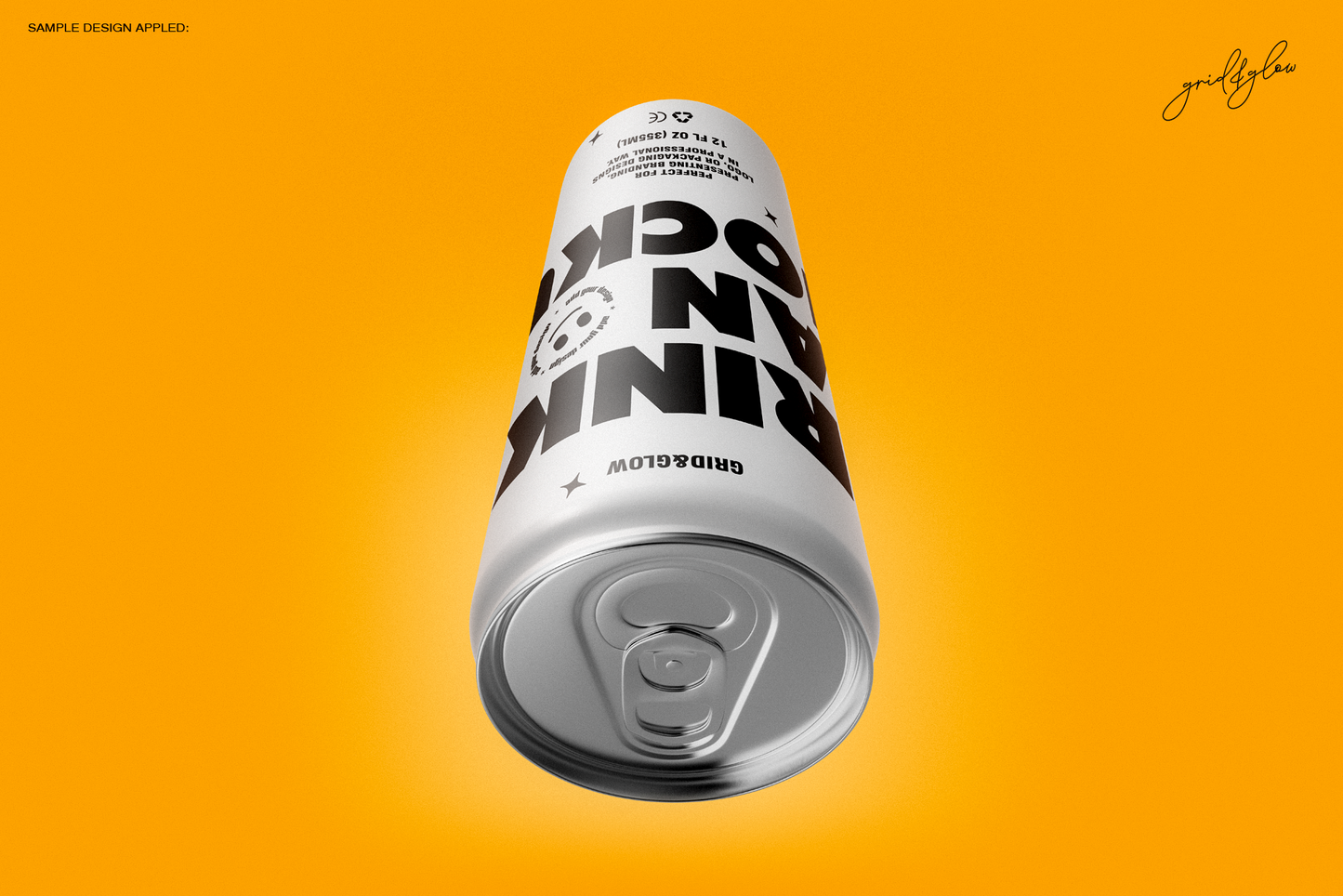 Drink can mockup set 12oz 355ml with multiple cans in silver on orange background