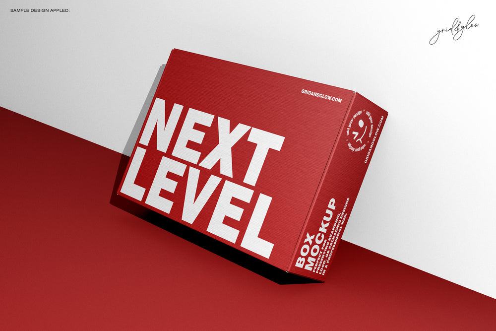 Red box with 'Next Level' text on a red and white background