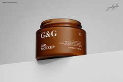 Cosmetic jar mockup angled scene
