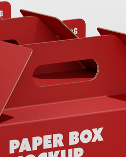 Box with Handle Mockup Triple Scene on a white background